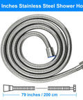 Extra Long 79 Inch Stainless Steel Shower Hose With Anti Kink Flex Handheld Hose For Pet Bathing, RV Cleaning, And Bidet
