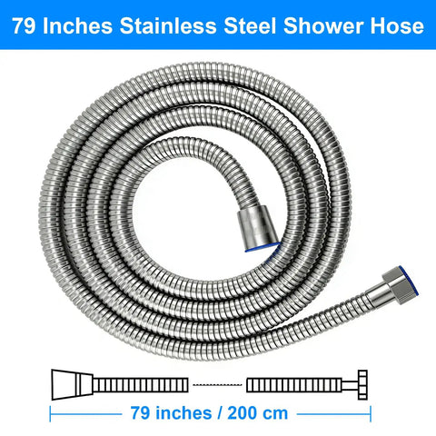 Extra Long 79 Inch Stainless Steel Shower Hose With Anti Kink Flex Handheld Hose For Pet Bathing, RV Cleaning, And Bidet
