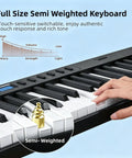 Hand playing Foldable 88 Key Portable Piano Keyboard With 128 Sounds Full Size Semi Weighted Keys USB MIDI Carry Bag Pedal And Beginner Lessons Space Saving Electric Keyboard You Can Take Anywhere On The Go
