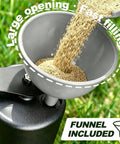 Funnel included with Pro Lawn Stripe Kit for Push and Walk Behind Mowers, showing large opening and fast filling
