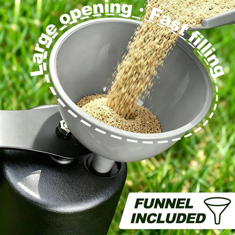 Funnel included with Pro Lawn Stripe Kit for Push and Walk Behind Mowers, showing large opening and fast filling