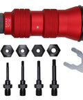 Rivet Nut Drill Adapter Kit Turns Any Drill Into A Power Rivet Nut Setter With 8 Mandrels And Nosepieces In Metric And SAE M3