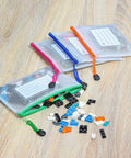 12 Pack Mesh Zipper Pouches With Label Pockets For Office Home And Travel Waterproof A6 Size File Bags storing small plastic pieces