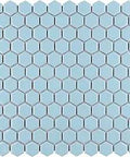 Cashmere Blue Hex Porcelain Tile Mosaic For Floor And Wall Mesh-Mounted Sheets 11.875 By 13.25 Inch Glazed High Sheen Finish