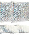 Pack of 20 Silver Bubble Envelope Mailers 15x13cm with Self Seal, ideal for small goods and clothing, shown stacked