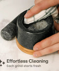 Cleaning Heavy Duty 1 Cup Granite Mortar And Pestle Set For Spices And Herbs Molcajete Style Stone Grinder Non Slip Wooden Base
