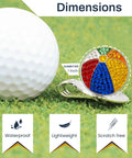 Beach Ball Crystal Golf Marker For Putting Green, Premium 1 Inch Ball Marker next to golf ball on the grass