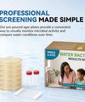 No Sweat Water Bacteria Test Kit Six Pack with pre-poured agar plates and sterile swabs for water testing.