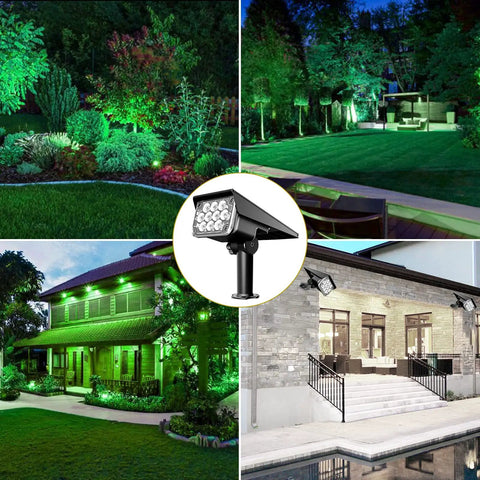 Green Solar Outdoor Spotlights 20 LED IP65 Waterproof Landscape Lights for Garden Path Yard Holiday Decor 4 Pack in use at night