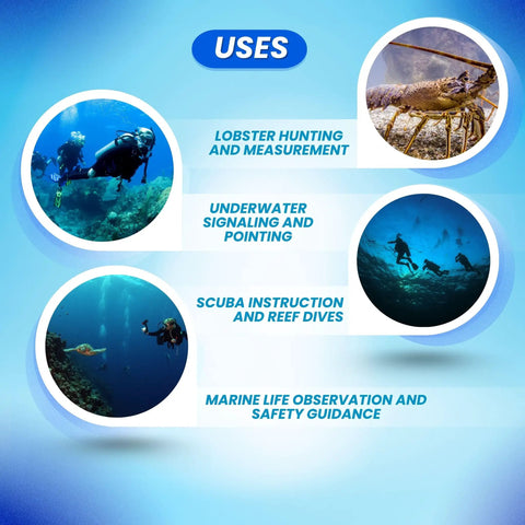 Uses of 13 Inch Aluminum Lobster Tickle Pointer Stick With Lanyard And Measurement Guide for diving