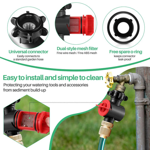 2 Pack Inline Water Filter For Garden Hoses With High Flow 11 GPM And 120 PSI, 50 Mesh Stainless Steel Screen installation