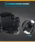 Front Right Passenger Door Latch Lock Actuator Assembly For Chevy Silverado 1500 Tahoe Suburban Traverse shown with 5 pin connector.