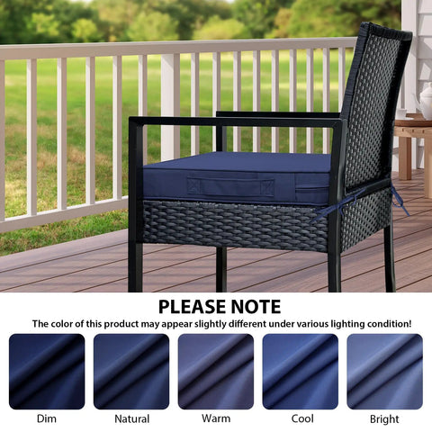All Weather Outdoor Chair Cushions Set Of Four With Ties And Handles Square 19 By 19 By 3 Inches Navy Blue Cushions For Patio Furniture Waterproof Easy Care Durable Comfy Seat Pads on patio chair.
