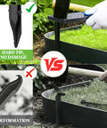 Heavy Duty Plastic Garden Stakes Set For Yard Fencing And Lawn Edging showing comparison of non-slip design