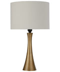 Mid Century Modern Sloped Table Desk Lamp With White Drum Shade Brass Finish Bulb Included Sleek Compact Space Saver