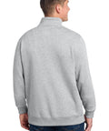 Back view of Unisex Quarter Zip Fleece Pullover Sweatshirt For Men And Women, Gym Ready Lightweight Zip Up Jacket in gray