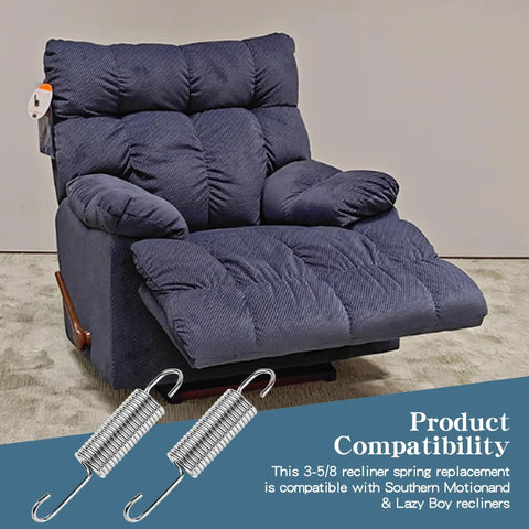 Tough As Nails Stainless Steel Recliner Springs Replacement 4 Pack Furniture Upholstery Repair Kit with a recliner and springs shown.