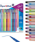 Go-To Felt Tip Pens Set With Flair Markers, Medium Point 0.7mm, Assorted 24 Count, pens aligned showcasing bold vivid colors