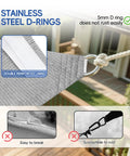 Sun Shade Sail 16x20 Rectangle Permeable Shade Cloth For Outdoor Patio Garden Pergola Backyard Deck Breathable HDPE Canopy Blocks Up To 95 UV Rays Light Gray Durable Easy Install showing reinforced D-rings and lining.