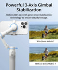 Osmo Mobile 7 Gimbal Stabilizer For iPhone And Android with Built-In Tripod showcasing stabilization differences