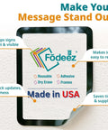 8.5 By 11 Inch Peel And Stick Adhesive Wall Frame in use, highlighting features like dry erase, reusable, and American made