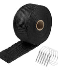 Roll of Exhaust Heat Wrap Kit 2 Inch 16 Foot High Temp Fiberglass Header Wrap with Heat Shield Tape and six stainless steel ties