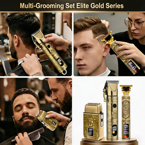 Cordless Hair Clippers For Men With Led Display And 3 In 1 Beard Trimmer Kit showcased in a stylish barbershop setting.