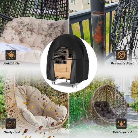 Waterproof Double Egg Chair Cover For Outdoor Furniture 420D Durable Patio Hanging Swing Chair Cover Fits Up To 90 Inches