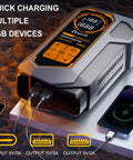 Ultimate 10 In 1 Car Jump Starter With Air Compressor 6000A Portable Power Bank And 150 PSI Tire Inflator showing USB ports charging