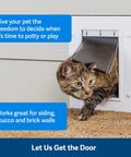 Built Damn Tough Large Dog Wall Door With Adjustable Telescoping Frame For Canines Up To One Hundred Pounds Heavy Duty Rust Free Plastic Mounts Snug In Any Wall Cutout with a cat using the flap.