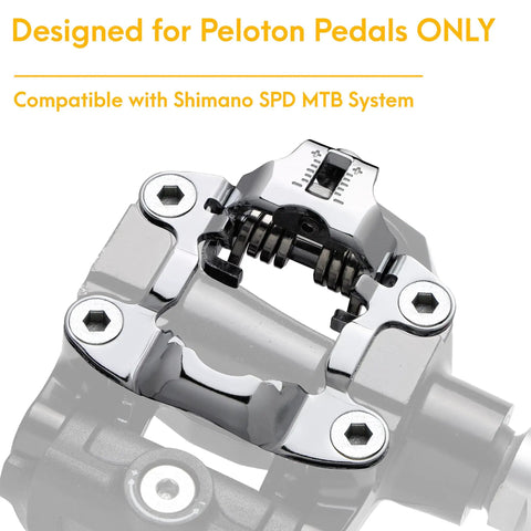 SPD Pedal Adapters For Peloton Turn Look Delta Pedals Into SPD Toe Clip Cages With Cleats Included, chrome finish.