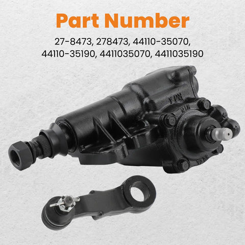 Solid Swap Direct Replacement Power Steering Gearbox For Toyota 4Runner And Pickup Trucks 1989 To 1991 showing part numbers and details.