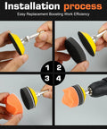 Installation process of 189pcs 2 Inch Sanding Discs Kit for Drill Polishing with Hook and Loop Discs and backer plate.