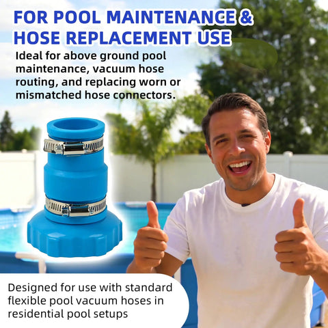 Pool Vacuum Hose Adapter Kit For One And A Half Inch To One And A Quarter Inch Hoses With Stainless Steel Clamps Fits Intex Adapter B