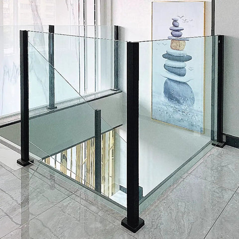 Adjustable Glass Railing Post Kit Dang Solid For Decks And Balconies Top Shelf 304 Stainless Steel Rust Resistant Stairway Rail with glass panels.