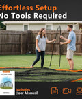 Couple assembling 30 Ft Backyard Batting Cage With Frame And Net Heavy Duty Baseball Training Netting for Hitting, Pitching