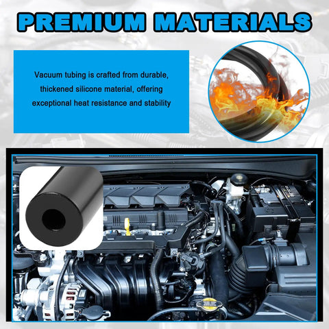 Close-up of engine with Six Piece Five Foot Silicone Vacuum Hose Kit With Six Sizes From One Eighth To Three Eighths Inch details