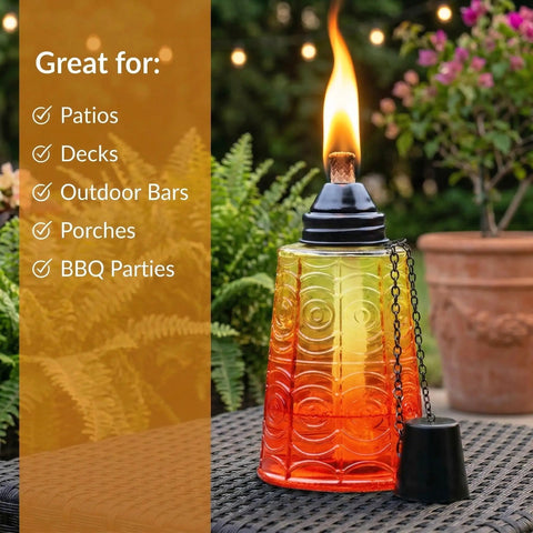 Citronella Glass Table Top Torches For Outdoor Patio 16oz Set Of 3 Red White Blue Decorative Torch Candles For Deck Backyard Parties Mosquito Repellent Lighting