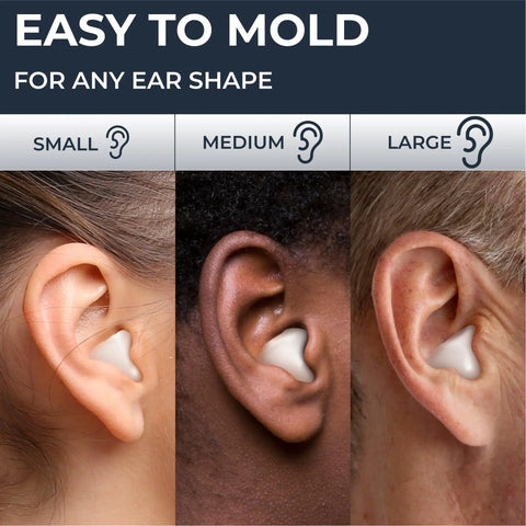 Wax Ear Plugs For Sleep And Swim, Silicone Earplugs For Catching Zs And Swimming in three ear sizes, easy mold fit