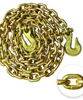 Coiled G80 Transport Binder Chain Three Eighths Inch Ten Foot Clevis Grab Hooks Safe Working Load 7100 Lbs for tie-down towing