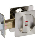 Contemporary Privacy Pocket Door Lock Kit With Square Flush Pulls Satin Nickel Finish Color Coded Indicators Reversible For Left Or Right Hand Doors Sliding Door Hardware Upgrade Easy Install