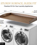 Washer And Dryer Countertop Topper With Anti Vibration Pads And Curved Edge Rails Must Have Space Saver Premium Bamboo Surface In Dark Walnut 54 Inch Wide Laundry Room Organizer Fits Most Front Load Washers And Dryers