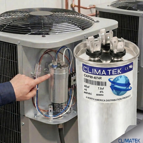 Upgraded Round HVAC Capacitor Replacement For Carrier Bryant Payne Systems Easy Install Durable High Performance Capacitor For Residential Furnaces And Air Conditioning Units Fits Most Standard HVAC Setups on outdoor unit