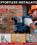 Tough As Nails Heavy Duty 304 Stainless Steel Pad Eye Snap Hooks For Ceiling Mounts M5 Threading installation on brick wall.