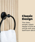 4 Piece Bathroom Hardware Set With 24 Inch Towel Bar Sleek Matte Black Finish Modern Round Design Wall Mount Kit With Towel Ring