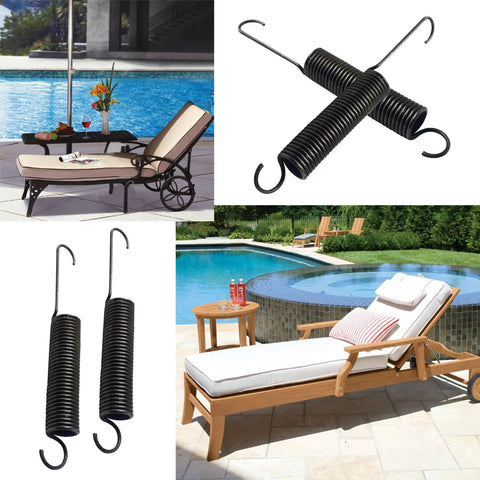 Hella Smooth Six Inch Extension Spring For Recliner Tilt Assist Mechanism Two Pack Auxiliary Chair Glide Replacement Part, black coils by poolside.