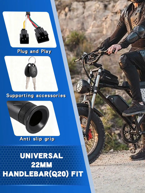 Twist Throttle Grip With Two Keys For Ridstar Q20 And Q20 Pro Lite Electric Bike, Smooth Acceleration, Easy Install, Ergonomic Comfort, Replacement Handlebar Grip Upgrade For A Smoother, More Comfortable, Rad Ride
