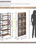 Dimensions of Dope Five Tier Folding Bookshelf, compact design with 1.4 inch thickness, ideal for tight spaces.