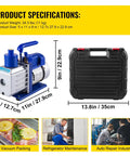 Heavy Duty 4.8 CFM 1/3 HP Auto AC Vacuum Pump With Integrated Manifold And Anti Reflex Oil Solid Die Cast Housing for quick refrigeration tasks.