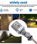 Image showing Two Pack Photocell Sensor For Outdoor Lighting, 120V AC, 50/60 Hz, IP54 Waterproof, installed in yards and pathways.
